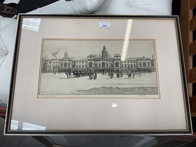 Lot 553 - Marjorie Sherlock (1897-1973) signed etching - The Horse Guards, 20cm x 38cm, in glazed frame Provenance: The Lady Elizabeth Shakerley Collection