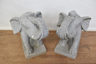 Lot 286 - Pair of carved stone elephant garden statues, maximum length 42cm x 19cm deep x 38cm high