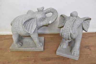 Lot 286 - Pair of carved stone elephant garden statues, maximum length 42cm x 19cm deep x 38cm high