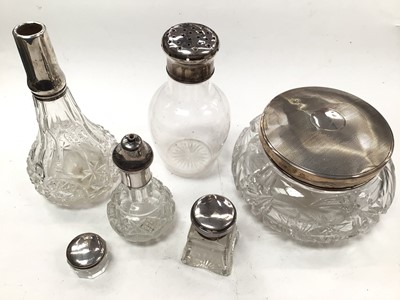 Lot 1098 - Silver mounted glass bottles, jars etc