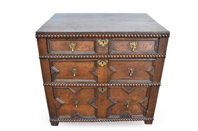 Lot 1346 - Late 17th century oak geometric chest of small size