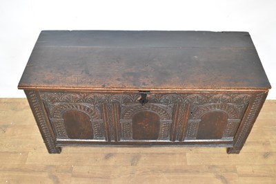 Lot 1347 - 17th century carved oak coffer