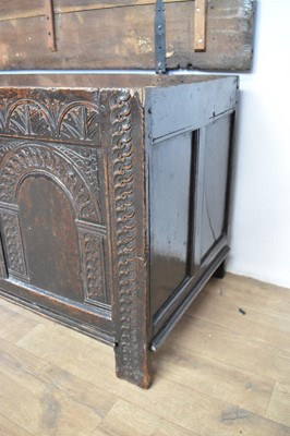 Lot 1347 - 17th century carved oak coffer