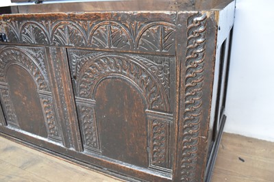 Lot 1347 - 17th century carved oak coffer
