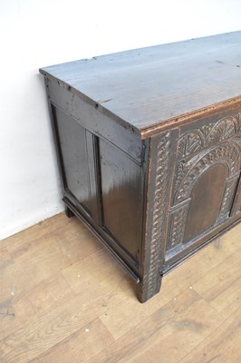 Lot 1347 - 17th century carved oak coffer