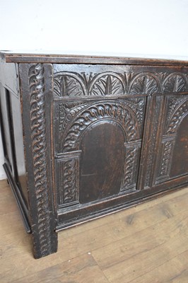Lot 1347 - 17th century carved oak coffer