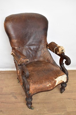 Lot 1350 - William IV leather upholstered library chair