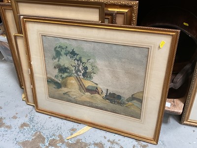 Lot 563 - William Dring watercolour study of a haystack, together with other 19th century and later watercolours.