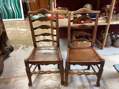 Lot 1385 - Pair of Georgian ladderback chairs