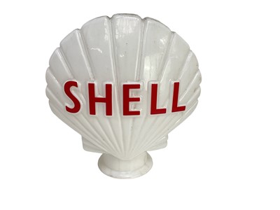 Lot 70 - Reproduction shell glass petrol station globe, 43cm in overall height.