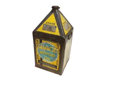 Lot 79 - Original Gamages motor oil can, with decorated panels depicting aircraft, boats and cars, circa. 1930's, 51cm in overall height.