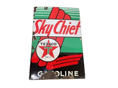 Lot 59 - Original Texaco sky chief enamel advertising sign, 46 x 30.5cm