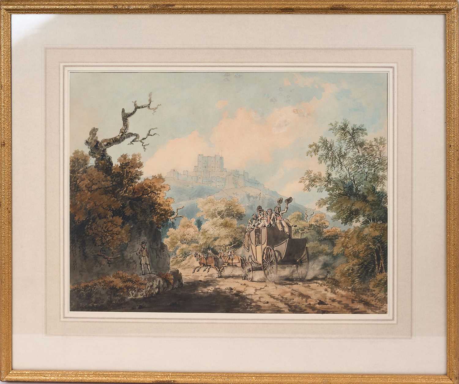 Lot 1232 - Thomas Girtin (1775-1802) watercolour - The Dover mail coach