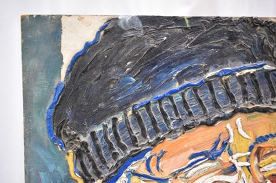 Lot 1225 - *Fred Yates (1922-2008) oil on board - Portrait of an Old Lady in a Woolly Hat, 61cm x 45.5cm, unframed