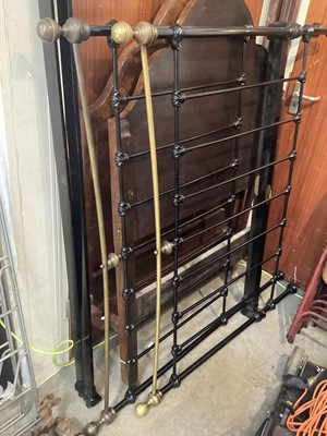 Lot 1402 - Victorian style brass and iron double bed with side irons, 138cm wide