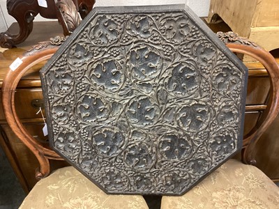 Lot 1407 - Eastern carved octagonal occasional table on folding base, 61cm wide