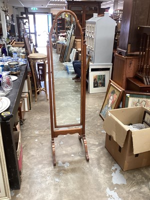 Lot 1411 - Queen Anne style walnut framed cheval mirror, 41cm wide, 160.5cm high