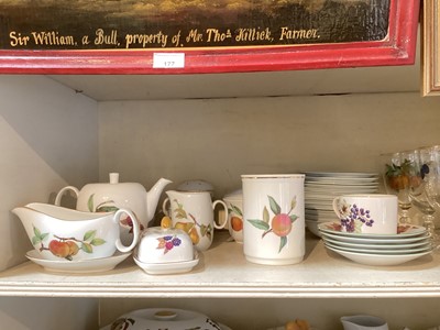 Lot 772 - Extensive service of Royal Worcester Evesham pattern tea and dinner ware, complete with matching glasses