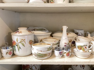 Lot 772 - Extensive service of Royal Worcester Evesham pattern tea and dinner ware, complete with matching glasses