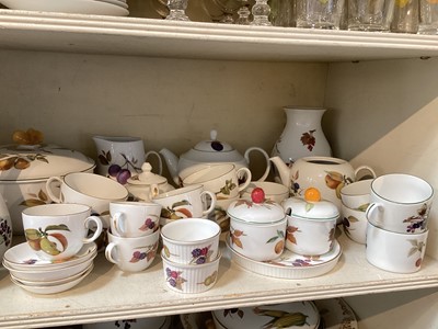 Lot 772 - Extensive service of Royal Worcester Evesham pattern tea and dinner ware, complete with matching glasses