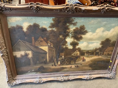 Lot 603 - Very large Alfred Vickers oil on canvas study of a village.