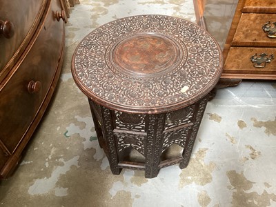 Lot 1418 - Middle Eastern folding occasional table with circular top, 46cm diameter