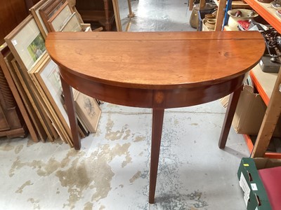 Lot 1419 - 19th century mahogany demi lune table with hinged lid, 98.5 cm wide