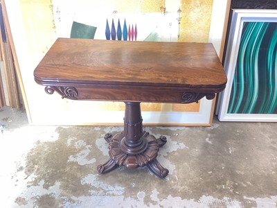 Lot 1420 - 19th century mahogany card table, 86.5cm wide, 43cm deep, 73cm high