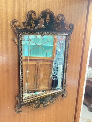 Lot 1423 - Antique wall mirror in lacquered frame, 47cm wide, 74.5cm high