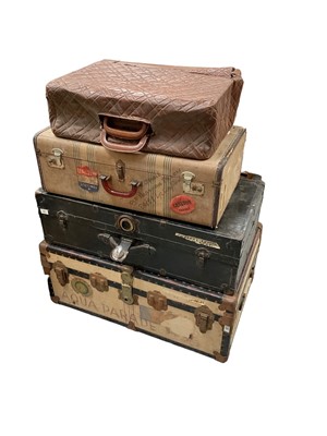 Lot 777 - Four vintage cases and trunks, with various labels