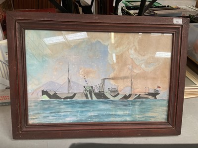 Lot 154 - After Antonio de Simone, gouache study of H.M.T. Usworth off the coast, 62 x 40cm, in glazed oak frame.