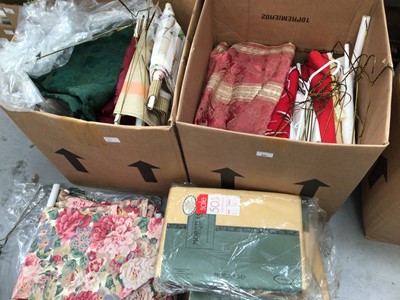 Lot 601 - Three boxes of household textiles including table clothes, other table linens, bedding, curtains and some vintage baby items