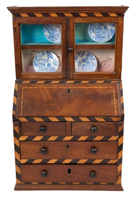 Lot 852 - 19th century Dutch miniature bureau bookcase