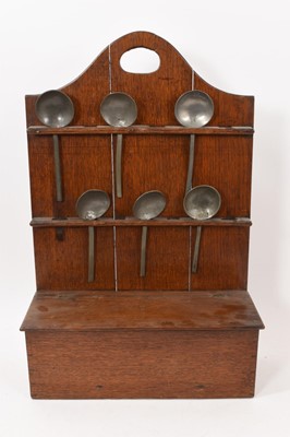 Lot 798 - 19th century spoon rack with pewter spoons