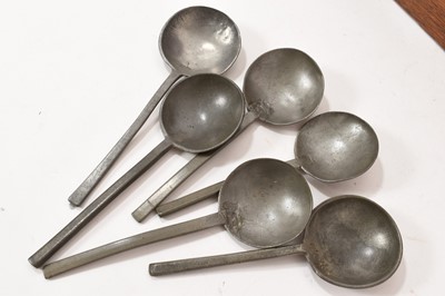 Lot 856 - 19th century spoon rack with pewter spoons