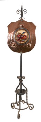 Lot 861 - Arts and Crafts copper and enamel fire screen