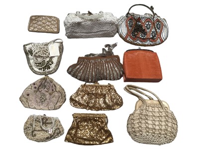 Lot 2146 - Quantity of vintage handbags including python skin, lizard skin, crocodile skin, leather, beaded evening