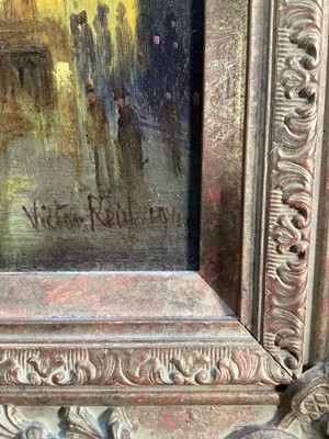 Lot 147 - Victor Reid (early 20th century) pair of oils on board, London street scenes