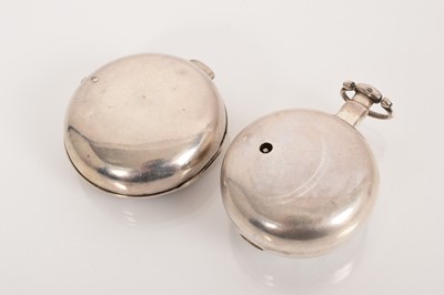 Lot 551 - George III silver pair-cased pocket watch with fusee movement and verge escapement by William Fenton, Newcastle, with finely engraved balance cock and cannon barrel pillars, in a pair of silver...