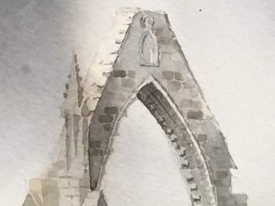 Lot 320 - Paul Talbot-Greaves, watercolour of Bolton Abbey (featured on Channel 4's Watercolour Challenge in 1998) 27cm x 38cm, glazed frame