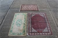 Lot 1558 - Chinese rug with sparse green ornament, 182cm...
