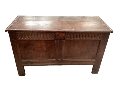 Lot 1238 - 18th century carved oak coffer