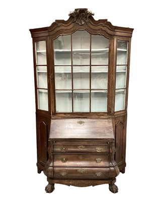 Lot 1220 - Early 19th century Dutch oak bureau bookcase