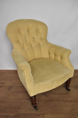 Lot 1211 - Early Victorian mahogany button upholstered armchair