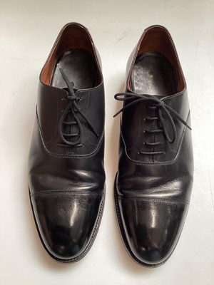 Lot 2134 - Mens Loake black leather loafer shoes size Claridge size 9 1/2 some wear, Crockett & Jones black leather shoes, some wear, re-heeled and soled, size 9 1/2 E.