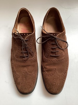 Lot 2138 - Mens Joseph Cheaney suede brogue shoes size 9 1/2 , Forsyth, Edinbugh tan suede shoes size 10 E. Some wear on both.