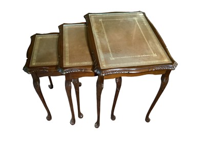 Lot 1215 - A set of three graduated side tables and drop leaf side table (2)