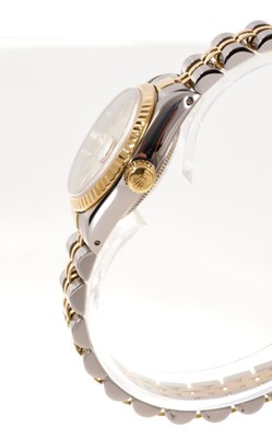 Lot 580 - Ladies Rolex Oyster Perpetual DateJust gold and stainless steel wristwatch, boxed with papers