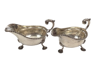 Lot 68 - Pair of Georgian style silver sauce boats (London 1925)