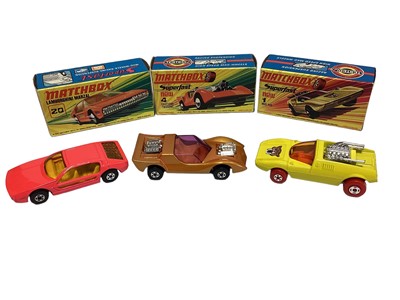 Lot 1848 - Matchbox Superfast models 1-75 Series, incl No 17 (x4), No 20, No 12, No 4 and No 1, plus SF-18 lap Counter all boxed. (9)